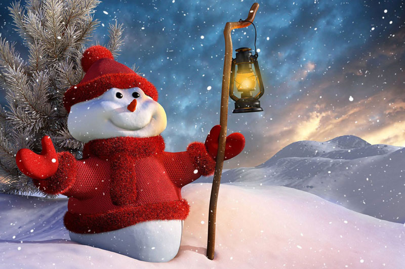 праздник, Новый год, снеговик, настроение, зима, снег, фонарь