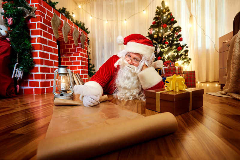 Санта Клаус, камин, Рождество, елка, ёлка, подарки, Новый Год